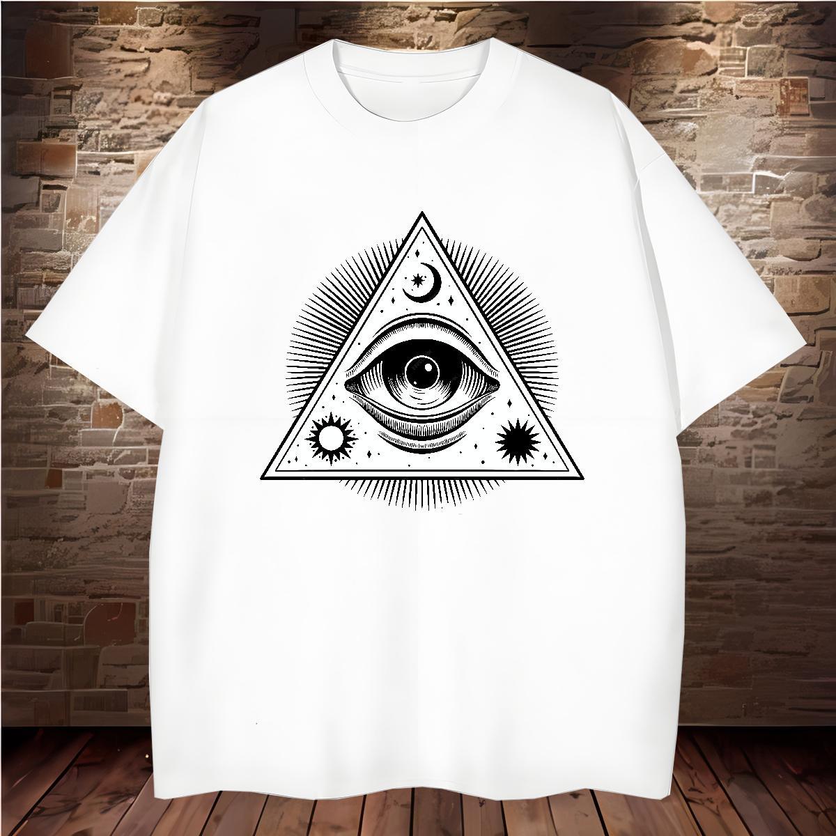 Free Shipping T shirt 230g Pure Cotton eye of the devil Beach Cartoon Printing L-4XL Round Neck Short Sleeve Tshirt for Man Woman DIY Customized Tshir