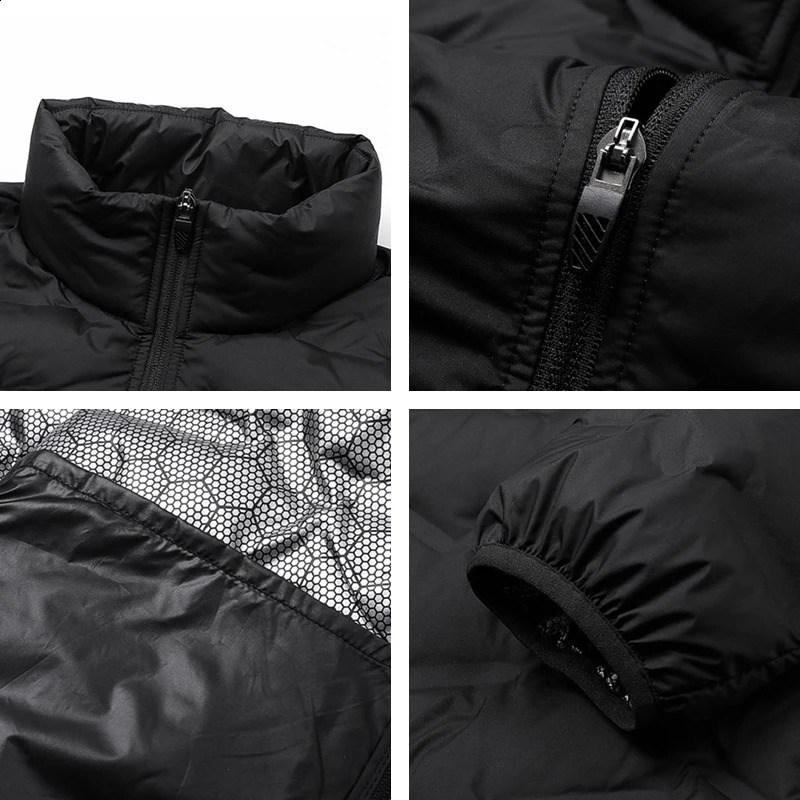 Mens white duck down jacket warm thick stand up collar mens lightweight breathable casual highquality 240822