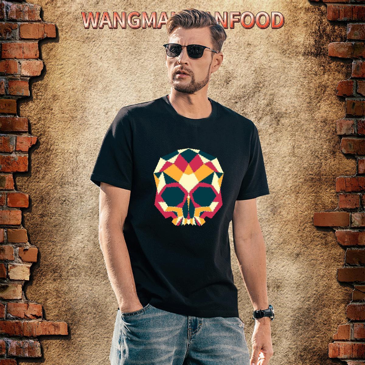 Loose T-Shirts 230g 100% Cotton skull Hip Hop Street Custom Print Oversized Crew Neck Tshirt for Man Woman 2024 Tshirts