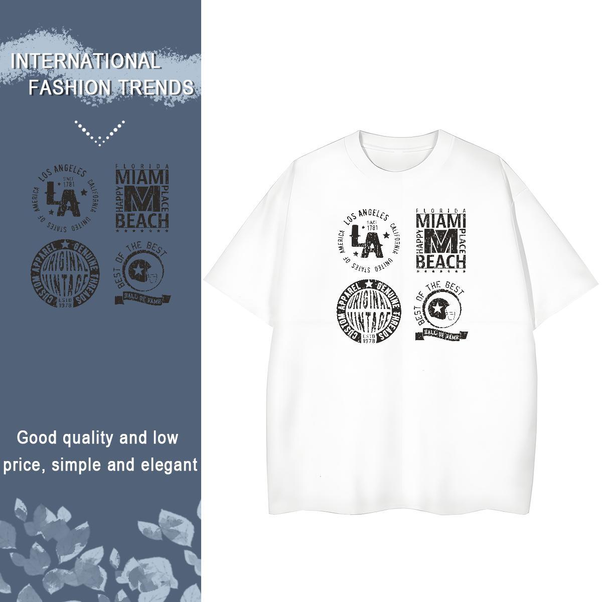 Loose fit Women Tees 230g Pure Cotton letter Sports Casual T-Shirts Breathable Crew Neck Plus Size Custom Polos