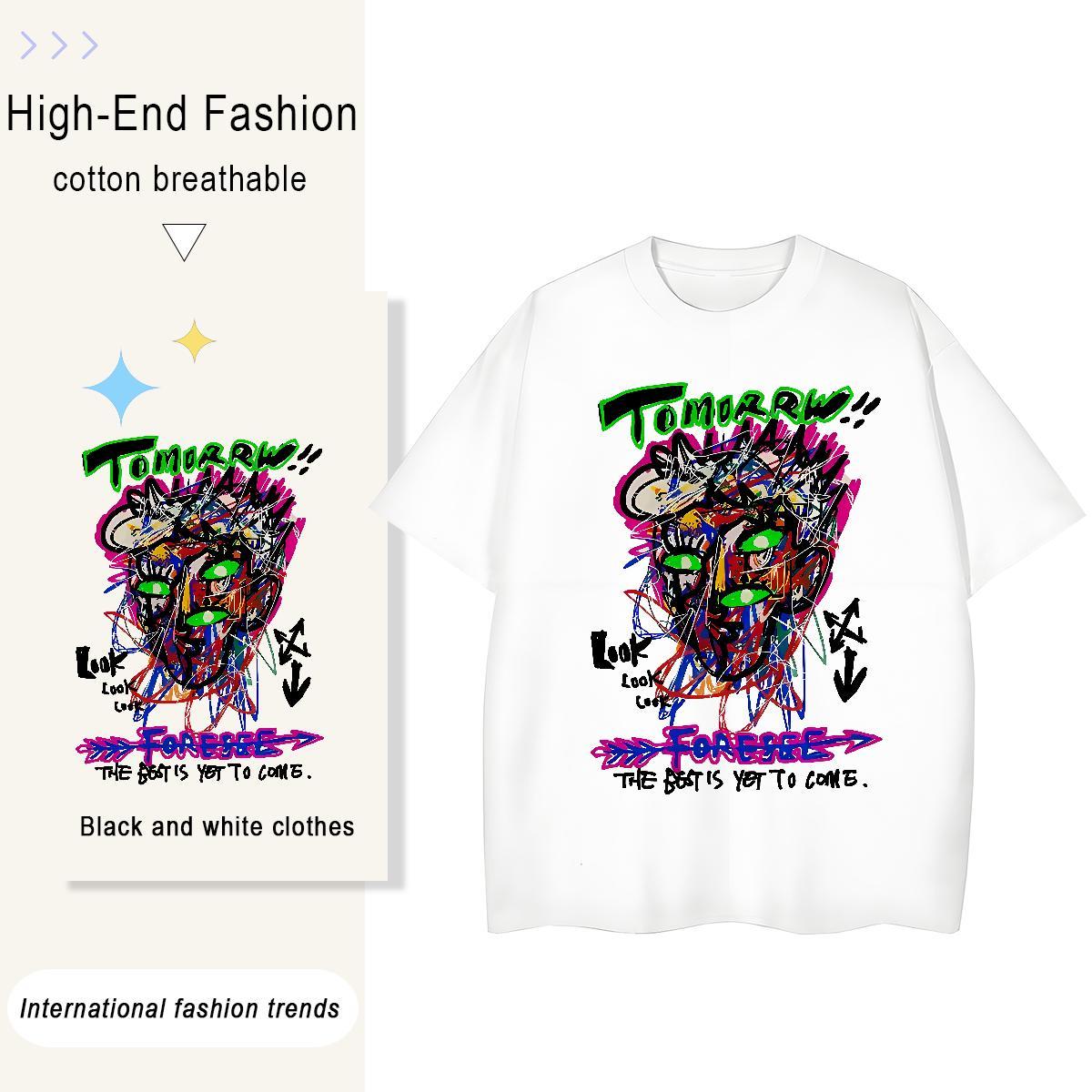 Designer Women Tshirts 230g Cotton graffiti Casual Daily Wear T shirt Breathable Soft Customized Print Top Tees