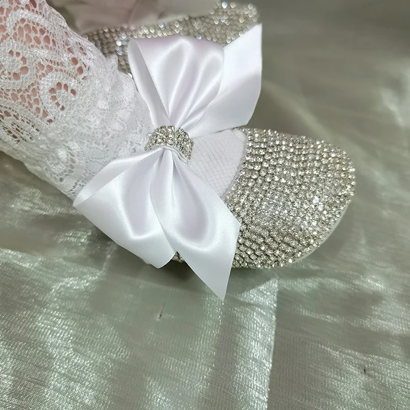 Dollbling Christening Headband Crystal Baby Shoes Baptism Boutique Monogram Infant Name Personlized born Gift Keepsake 240813