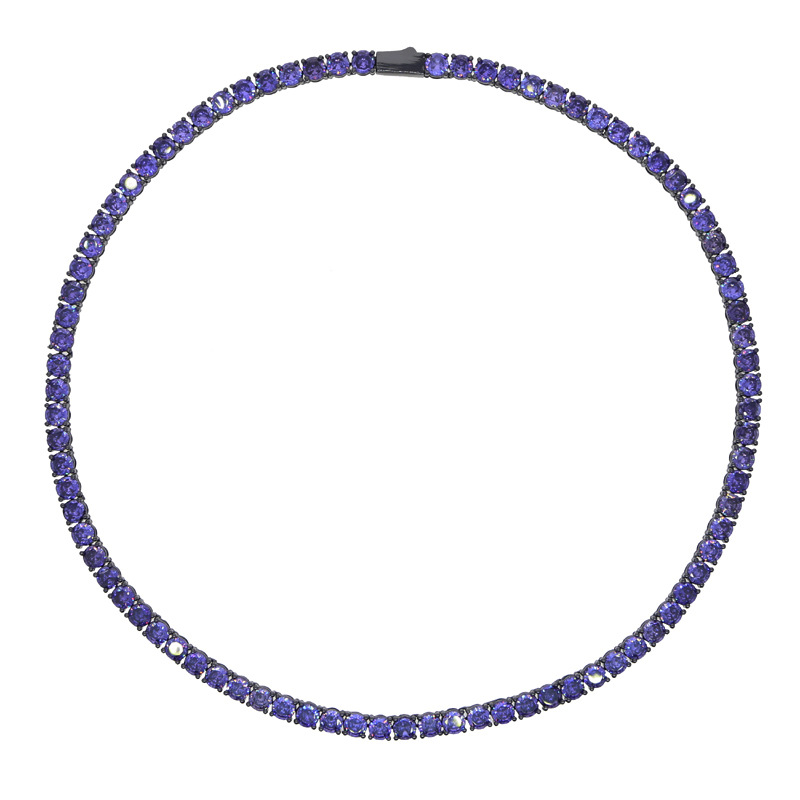 5mm Hip Hop Tennis Chains Jewelry Mens Black Purple Diamond Stone Chain Necklace Fashion Jewelry
