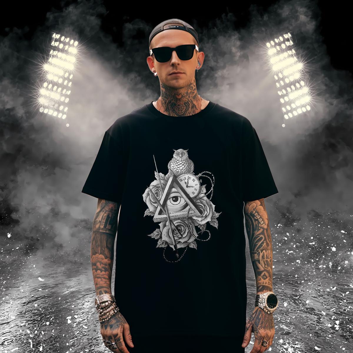 High Quality T Shirts Men 230g 100% Cotton eye of the devil Daily Wear Customized Print O Neck Short Sleeves Couples T Shirts Designer Tops