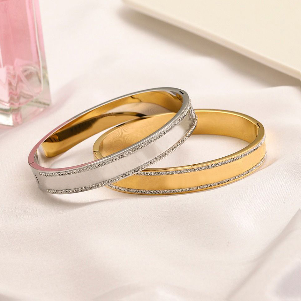 New Style Bracelets Women Bangle Luxury Designer Jewelry 18K Gold Plated Stainless steel Wedding Lovers Gift Bangles Wholesale S194