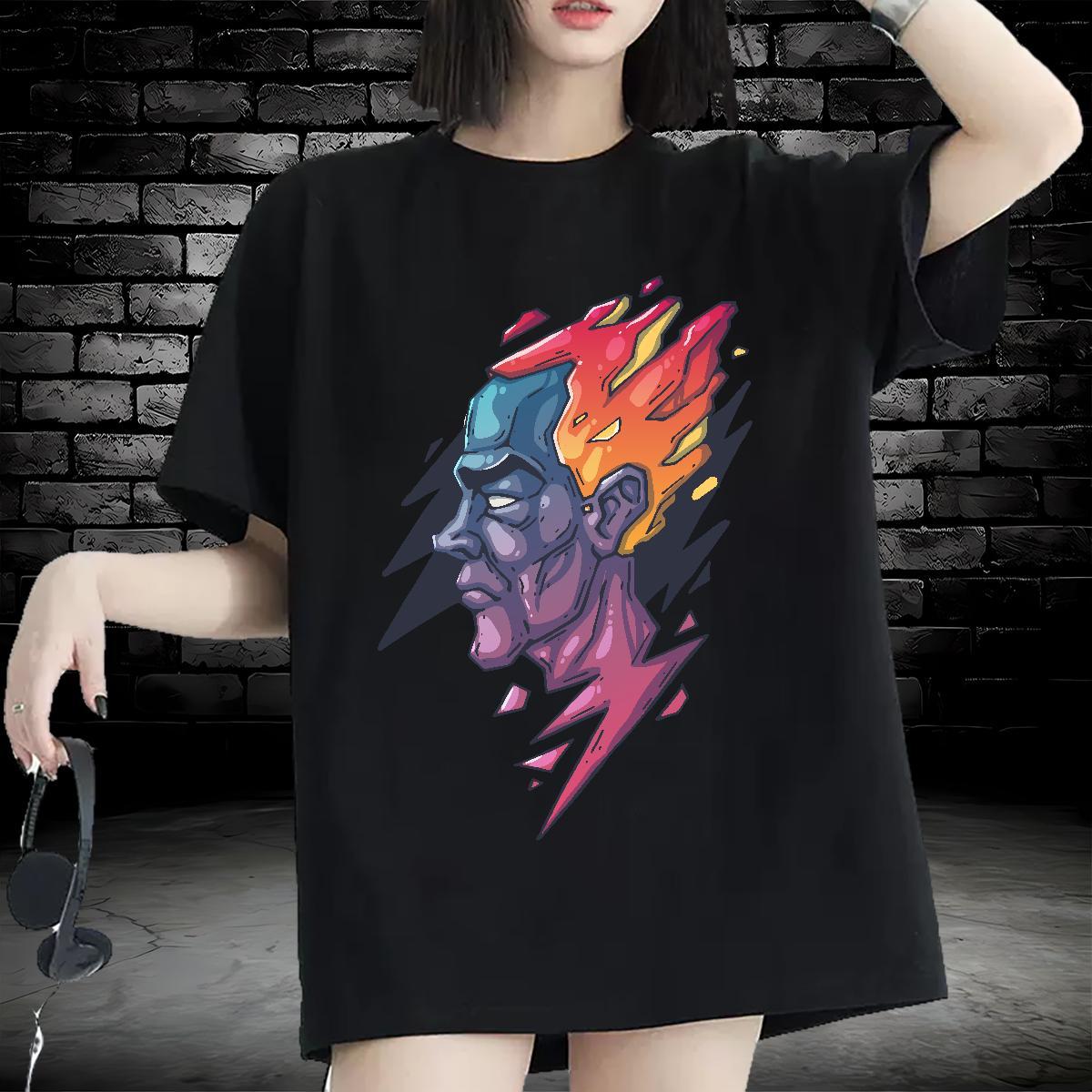 Lady Woman Tshirt 100% Cotton 230g icon Street Women T Shirts Breathable Crew Neck Plus Size Cartoon Tee Shirt