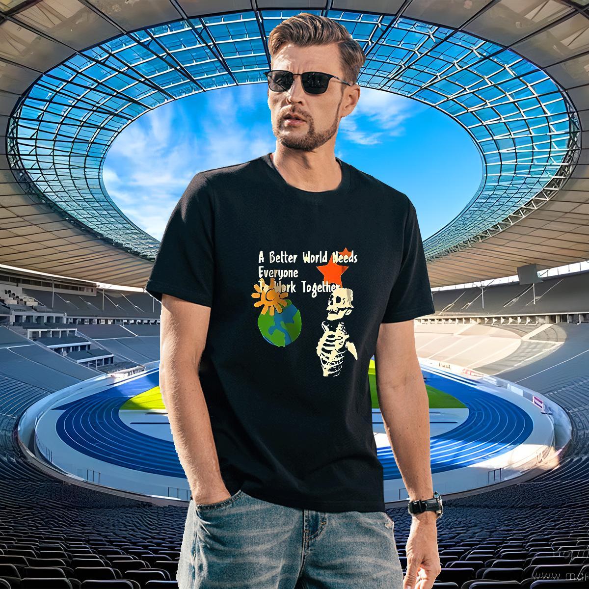 Classic T Shirt For Man 230g 100% Cotton skull Street DIY Anime Breathable Crew Neck Tshirt for Man Woman Fashion Wear