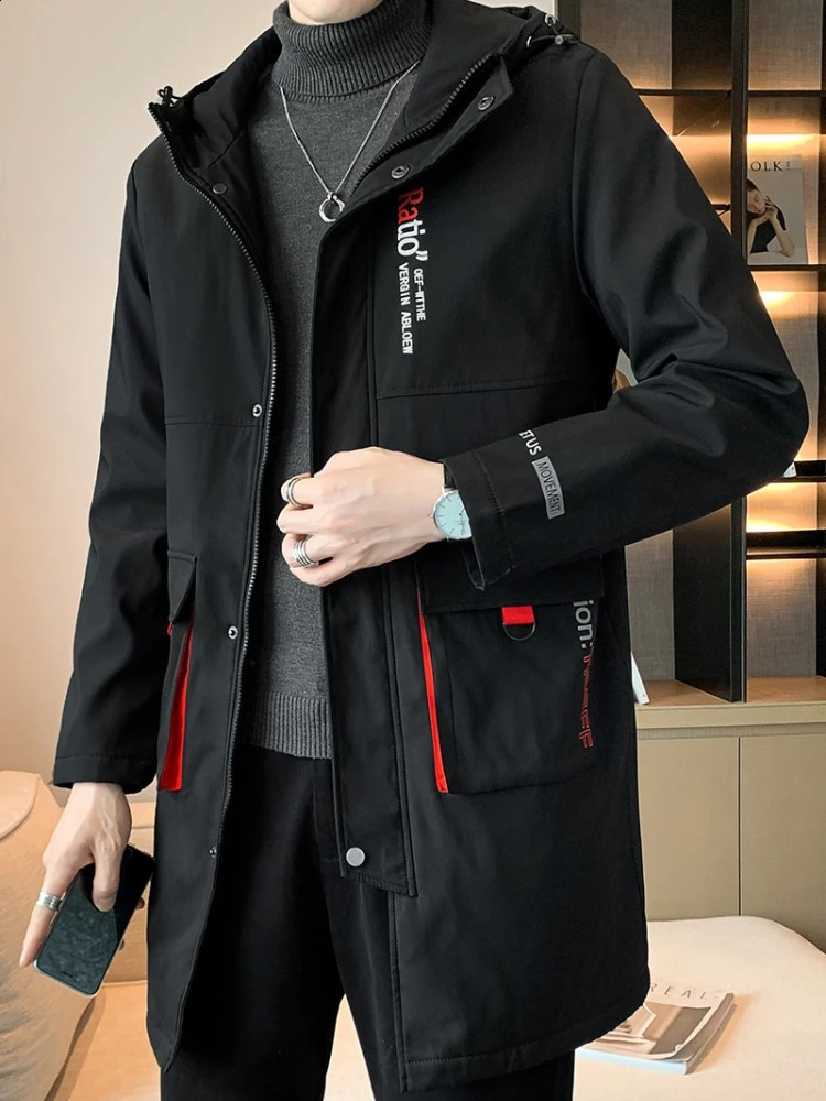 Jacket Men Hooded Trench Black Dark Grey Autumn Oversized 6XL 7XL 8XL Plus Size Windbreaker Baseball Coat Jackets Big Pockets 240822
