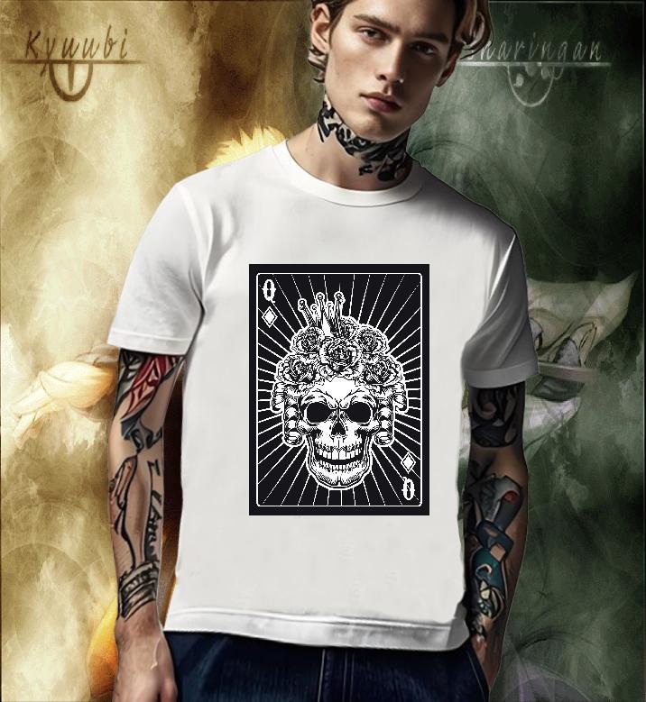 Brand Man T Shirts 230g Cotton skull Hip Hop Street Asian Size O Neck Short Sleeves Tshirt for Man Woman 2024 Summer Top Tees