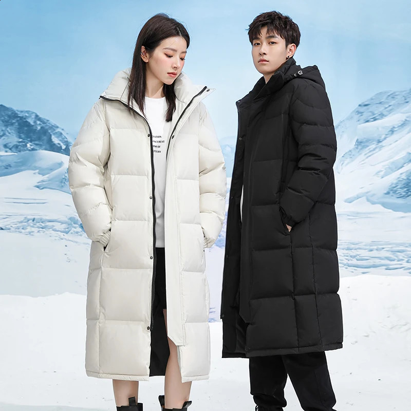 30 ° C down jacket mens long for winter warmth and lightweight white duck street womens clothing 240822