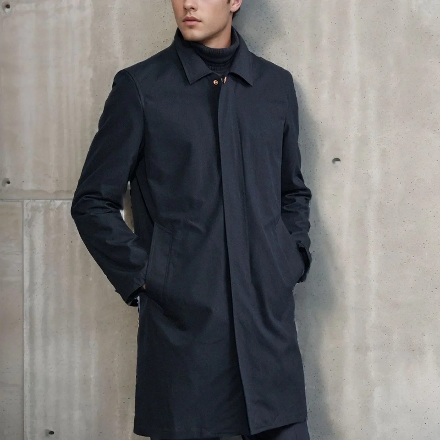 Korean Style Trendy Mens Solid Color Mid-Long Windbreaker for Spring and Autumn Outdoor Simple Commuting Coat S-XXL 240822