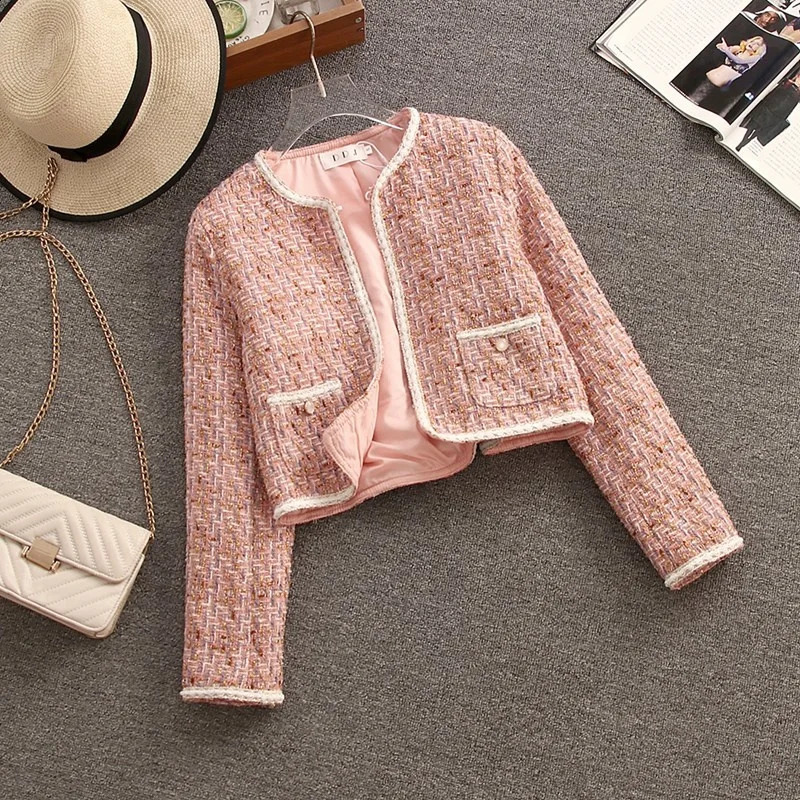Autumn Winter Dress Suits Womens Vintage Tweed Jacket Coat Slim Suspenders Short Dress Two-piece Sets Lady Outfit 240823
