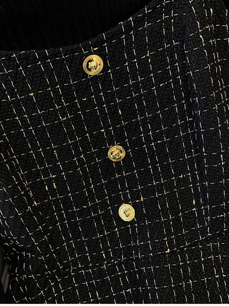 Autumn Winter Two Piece Sets For Womens Outfit Office Ladies Temperaament Korea Casual Knitted Sweatertweed Dresses Sets 4XL 240823