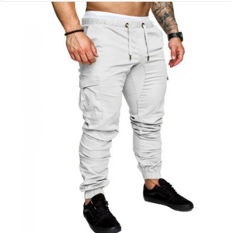 Mens Cargo Pants Tool Multi Pocket Plush Fabric Casual Safari Style Long Legs S5XL 240823