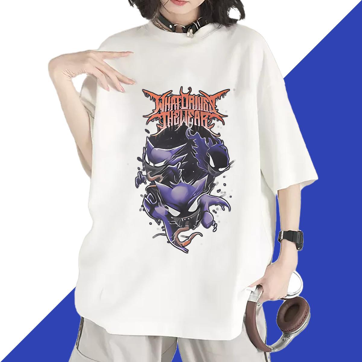 Soft Lady T shirt 230g Pure Cotton Terror Street Wear T-Shirts for Women Breathable Plus Size Cartoon Tops