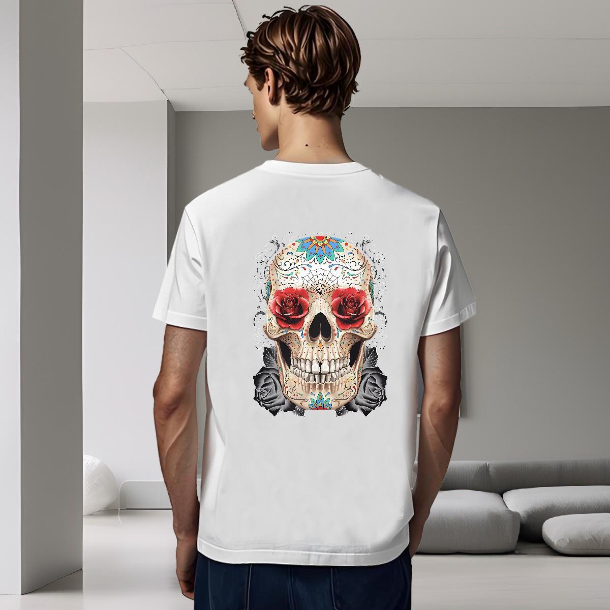 Popular T-Shirts 230g Pure Cotton rose Summer Casual Graphic Breathable Men Tshirts 2024 Summer Clothings