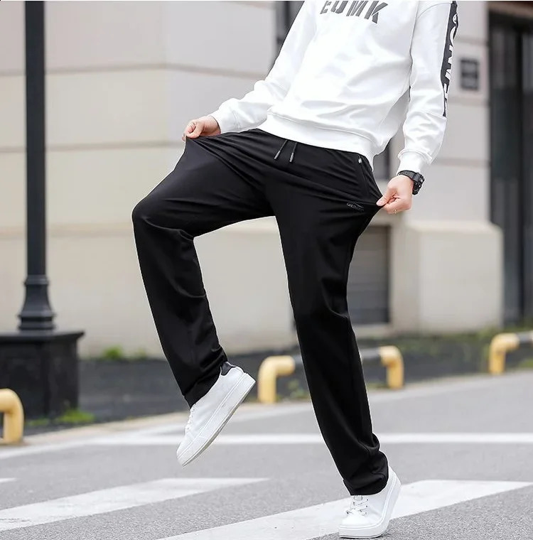 Tall Men Sweatpants Extra Long Length Big Size Summer Sweat Pant Stylish Large Trouser Male Black 130cm Lengthen High Waist 240822