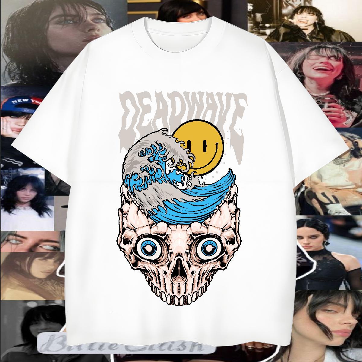 Popular T-Shirts 230g 100% Cotton skull Hip Hop DIY Anime Breathable Short Sleeve Couples T Shirts 2024 DIY Tshirts