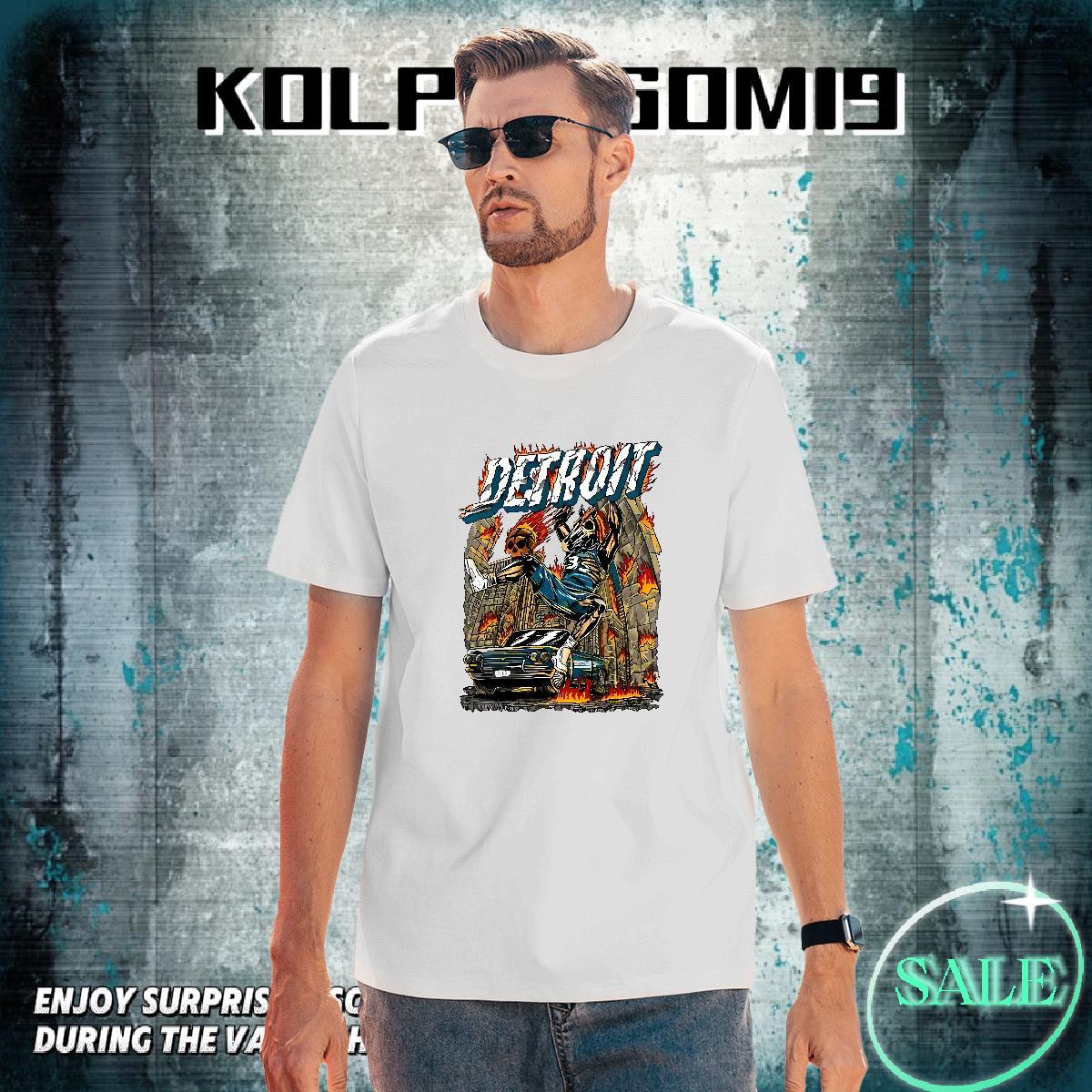 Brand T-Shirts for Men 230g Pure Cotton skull High Street Hip Hop Cartoon Print Breathable Soft Couples T Shirts Fashion Design Tshirts