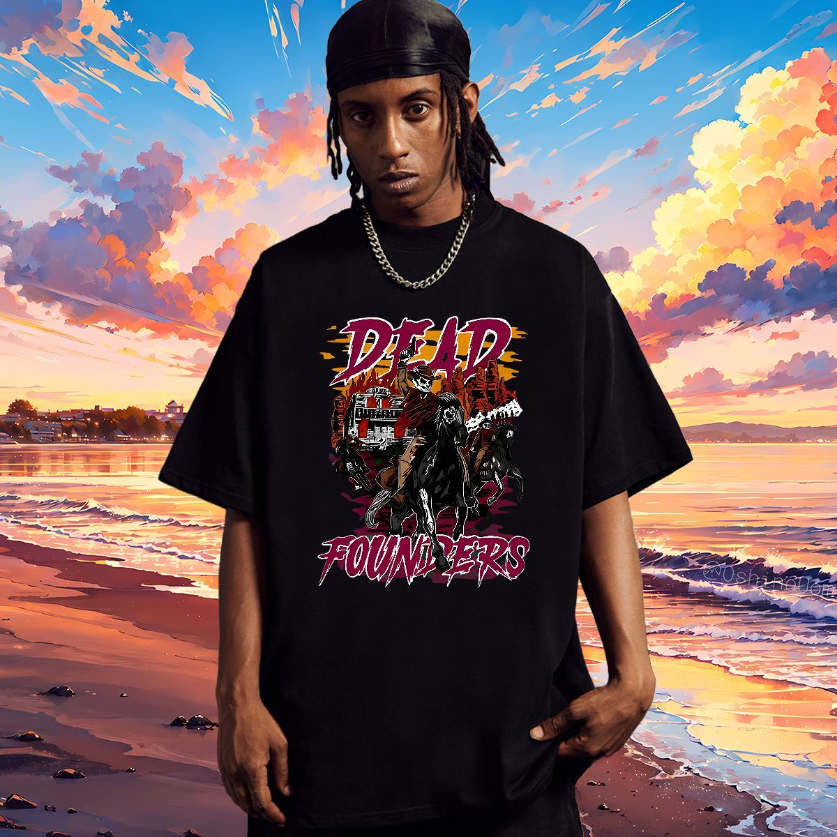 Soft T Shirt For Man 230g 100% Cotton skull Hip Hop Street Cartoon Printing L-4XL Breathable Short Sleeve Men Tops Tees DIY Polos