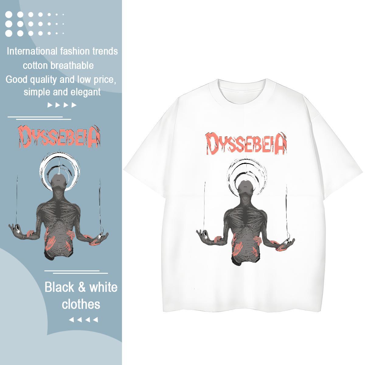 5A Women Tshirts 230g 100% Cotton scare Street Casual T Shirts Women Breathable Crew Neck White Plus Size Tops