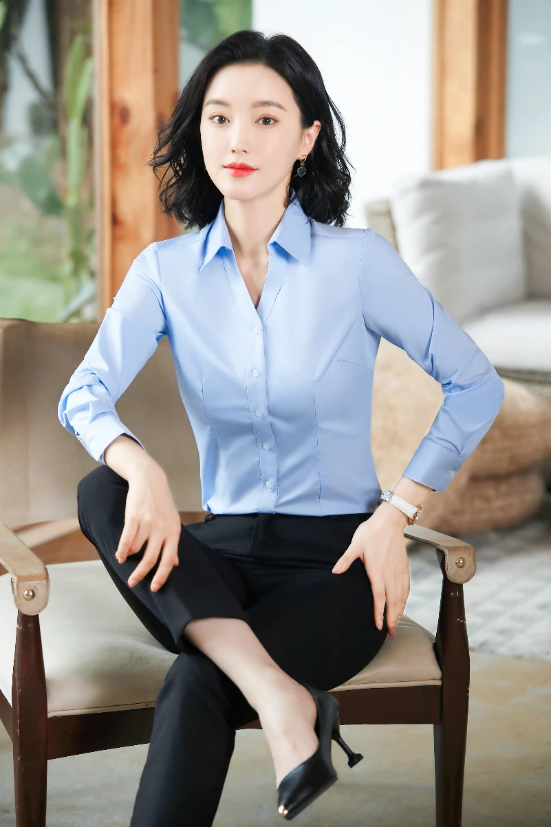 Aiyssa Womens Long Sleeved Shirt with Unique Temperament Exquisite Autumn and Winter Shirt Makes You Unique 240823