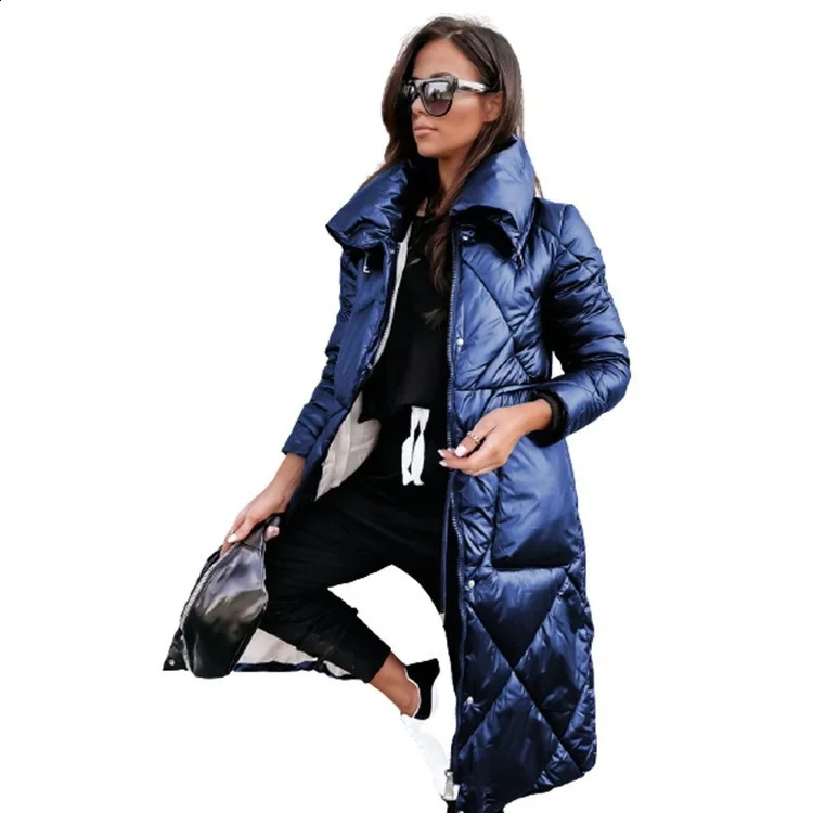 womens collar clothing cotton jacket long sleeved zipper lining Parka autumn and winter 240822