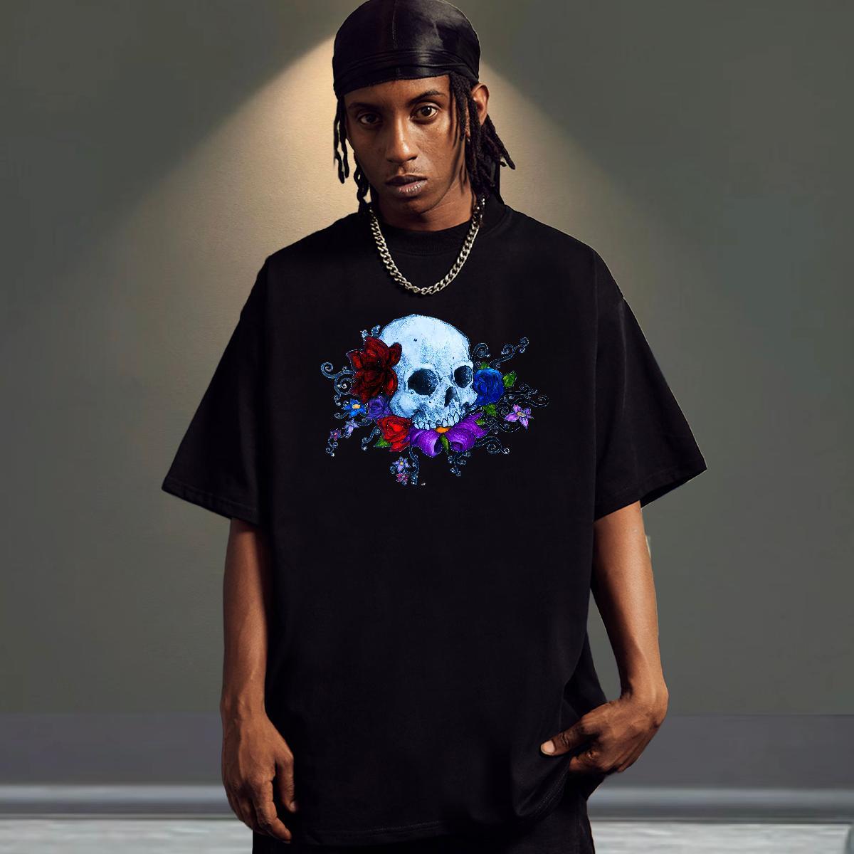 Unisex Man T Shirts 230g Pure Cotton flower Outdoor Oversized 3XL 4XL Breathable Short Sleeve Tshirt for Man Woman Fashion Design Wear