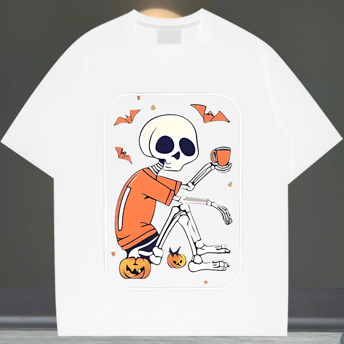 Wholesale Mens T Shirts 230g Cotton halloween Daily Outfit Black Oversized Breathable Short Sleeve Men Clothes T-Shirt Customized Tees Shirts