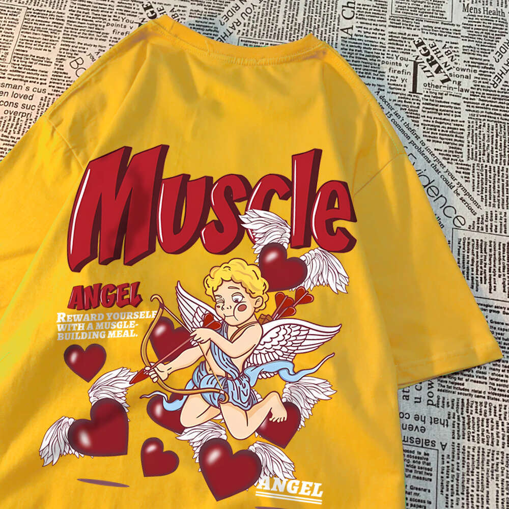 Angels Shoot Arrows At Love Men Women T-Shirt Street Crewneck Shirts Hip Hop Cotton Summer Top Loose Breathable T Shirt Couple