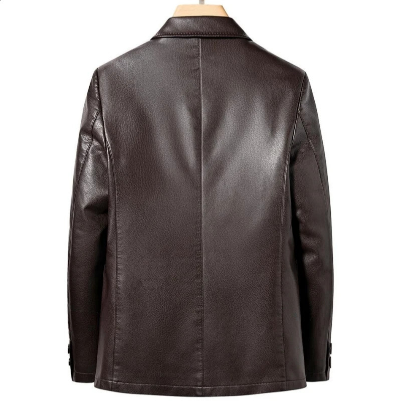 High Quality Mens Suit Leather Jacket Fashion Leather Coat Autumn and Winter Casual Small Suit Coat Men Leather Jacket 240822