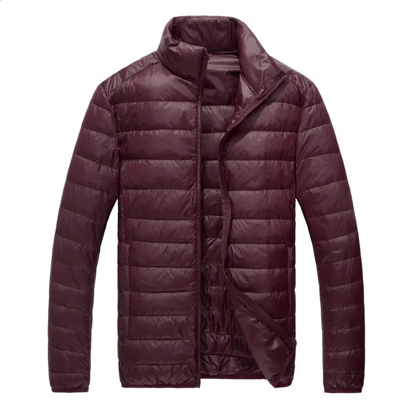 Sinton Mens Ultra Light White Down Jacket Thin Bracket Collar Solid Color Simple Autumn Coat 240822