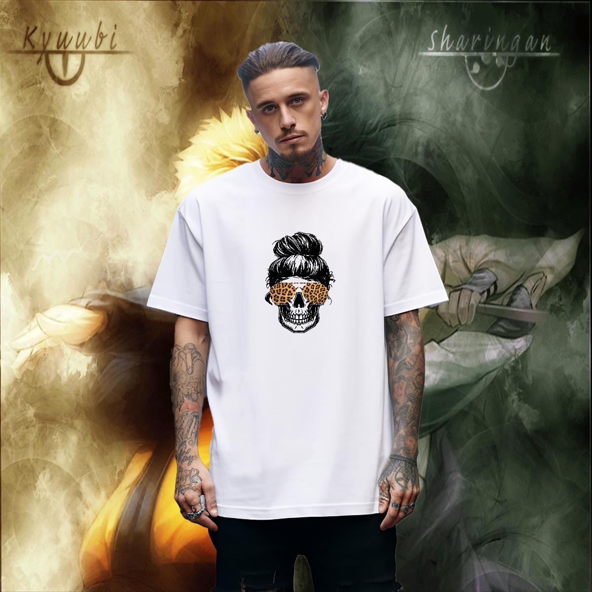 Soft T Shirt For Man 230g Cotton skull Casual Beach Plus Size Custom Short Sleeve Soft Tshirt for Man Woman DIY Tops
