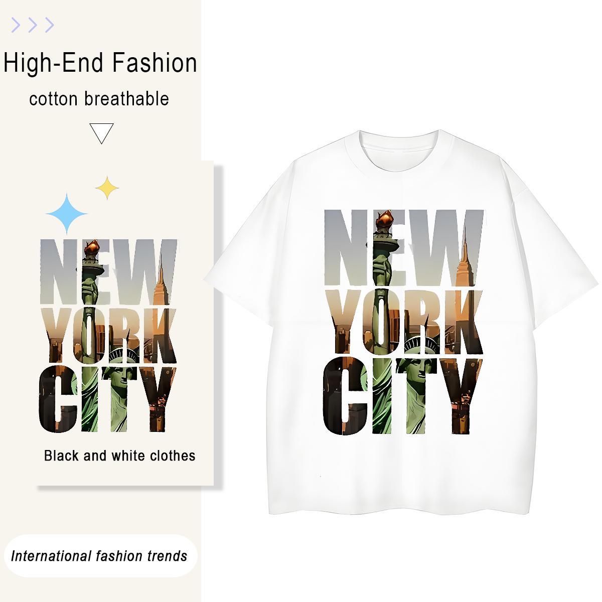 Nice Woman Tshirt 230g Cotton New York Casual Sport Womens T Shirts Breathable Crew Neck DIY Anime Printed Wear