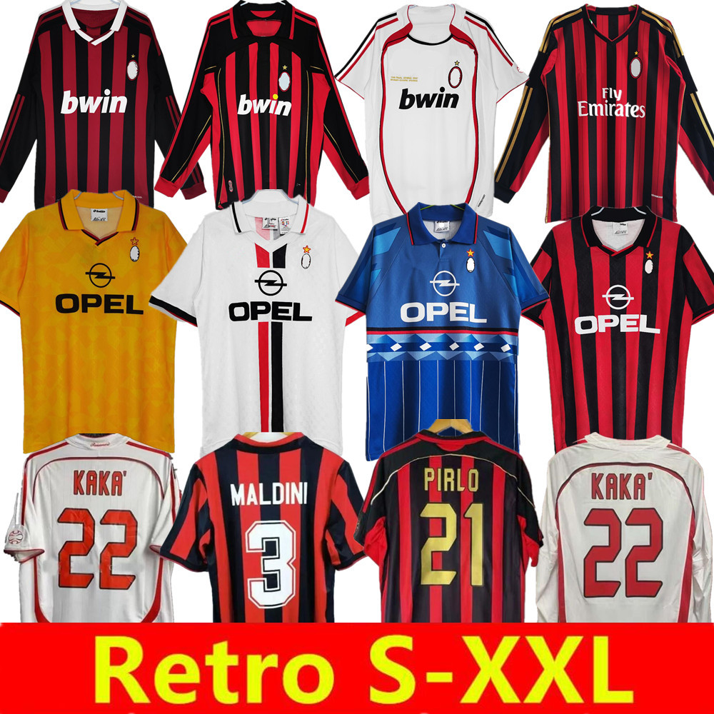 Retro 2006 2007 KAKA MILANs soccer jerseys 95 96 02 03 04 05 06 07 08 09 10 13 14 MILANES RONALDINHO WEAH Maldini Van Basten PIRLO BAGGIO football shirts