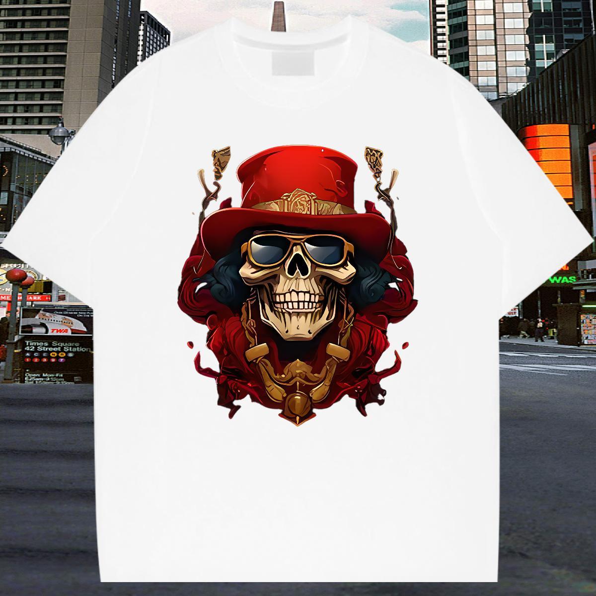 TOP Quality T-Shirts 230g Cotton skull Casual Beach DIY Printed Pure Cotton Tshirt for Man Woman DIY Customized Clothes