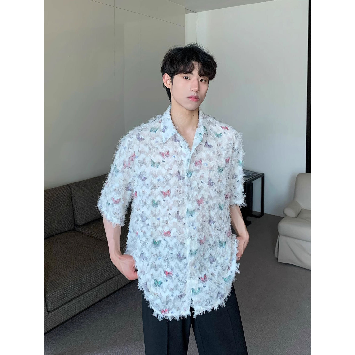 Butterfly Fringed Design Shirt for Mens Spring and Autumn New Style High-end and Stylish Casual Jacket Sun Protection Clothing