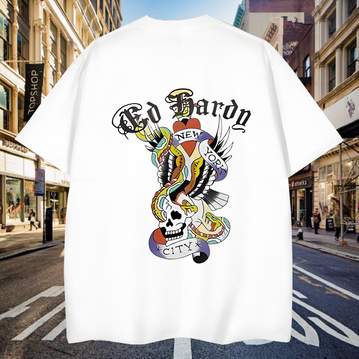 Classic Mens T Shirts 100% Cotton 230g skull Hip Hop Floral Print Breathable Short Sleeve Men Tees Fashion Casual Tops Tees