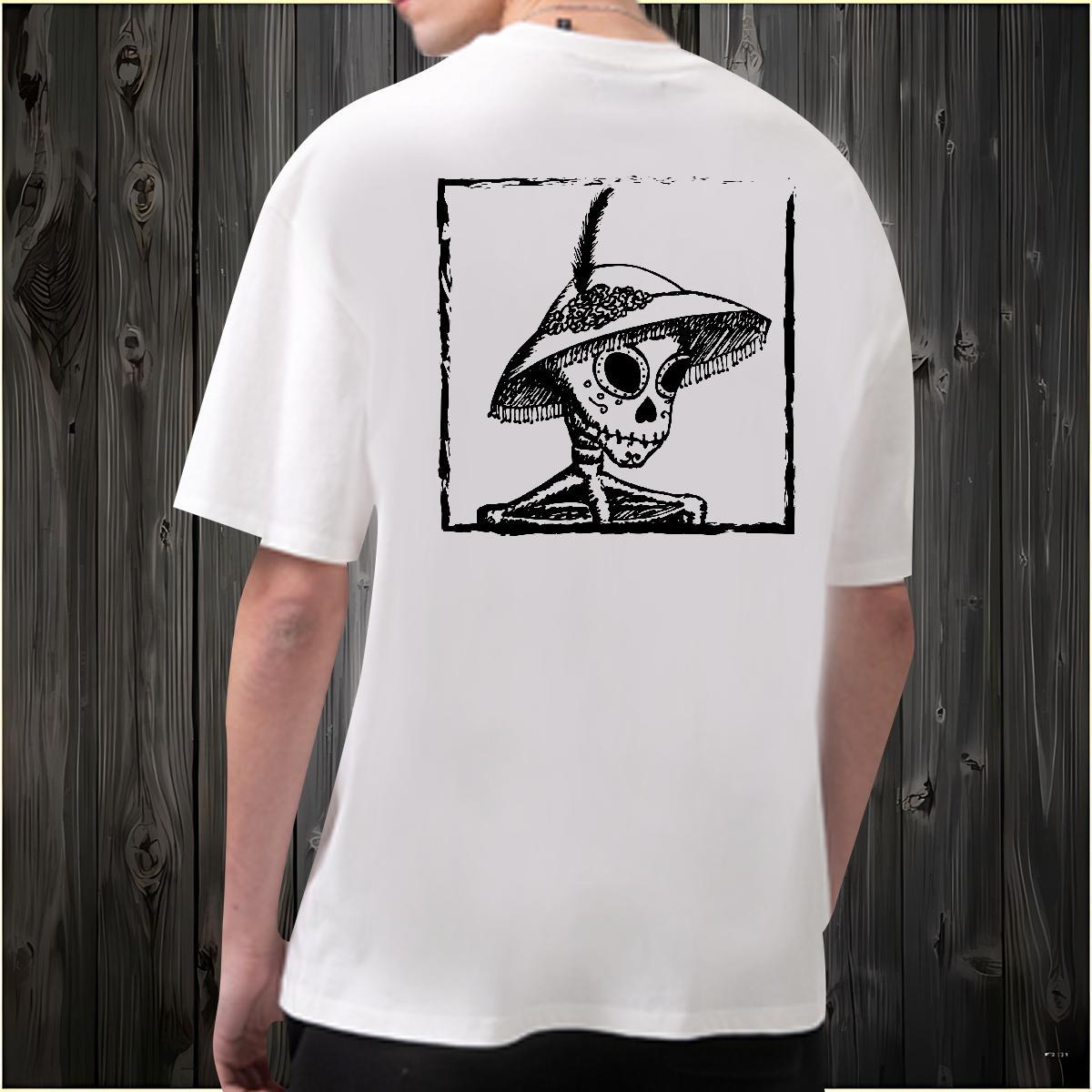 Designer T Shirt For Man 230g Pure Cotton skull Sports Casual DIY Breathable Crew Neck Tshirts Classic Tops Tees