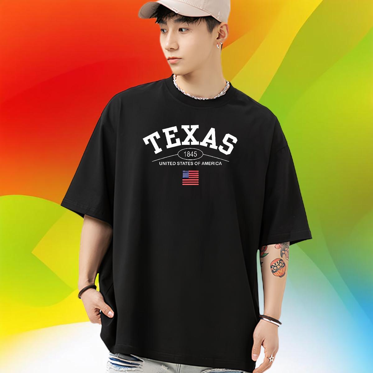 Soft T-Shirts for Men 230g Cotton letter Daily Outfit Cartoon Print Round Neck Short Sleeve Tshirts 2024 Designer Top Tees