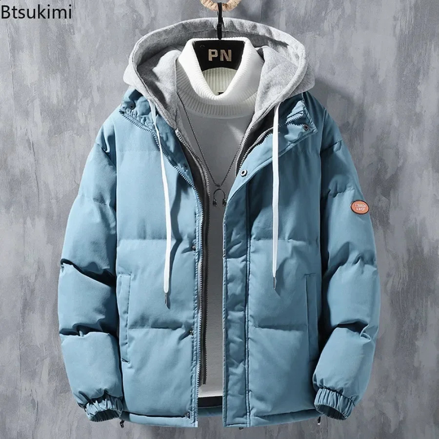 mens casual thick wool warm hooded Parkas jacket autumn waterproof pocket Parka 240822