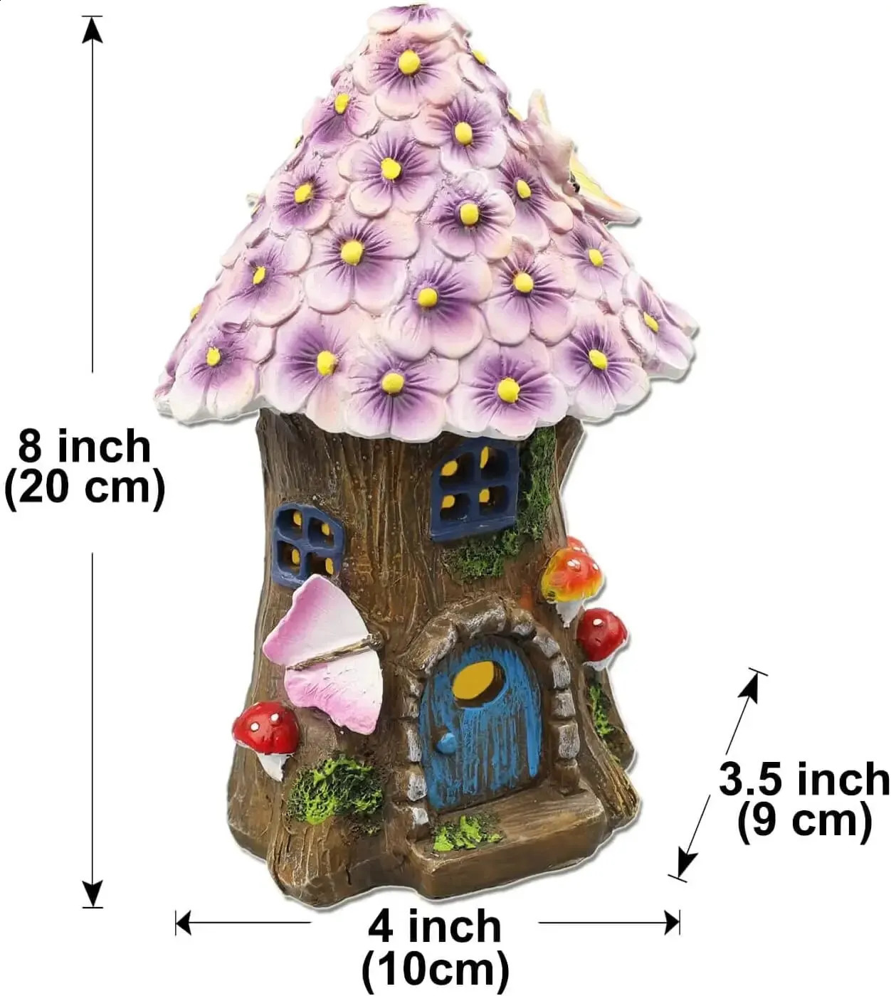 Fairy Garden House Solar Outdoor Statue Light Up Mushroom Figurines Lawn Decorations for Yard Fairies Miniature 240822