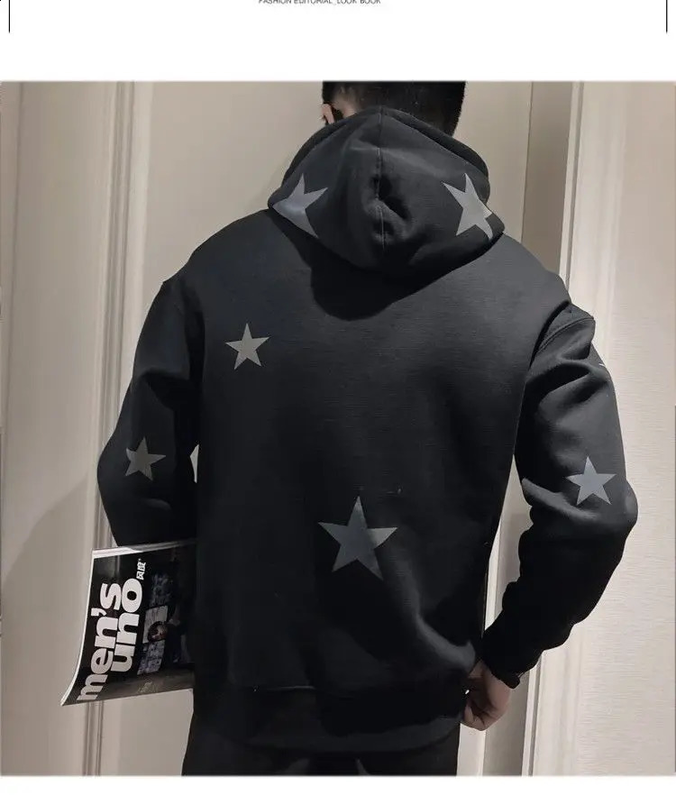 Hooded Hoodie Mens Korean Style Trend Spring and Autumn Clothes on Top Winter Outfit Handsome Thick Coat Top 240823