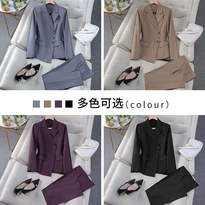 Trend 2024 Spring/Summer New Solid Elegant Irregular Jacket and High Waist Wide Leg Pants Two Piece Womens Office Set 240823