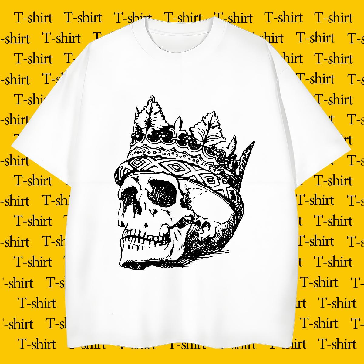 High Quality T-Shirts 100% Cotton 230g skull Sports Casual DIY Printed O-Neck Short Sleeve Men Tshirts Casual New Tees Shirts