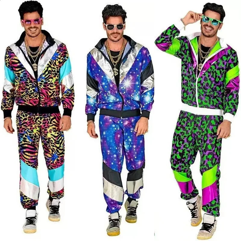 80s Disco Song Set Jackets and Pants Dance Costumes Retro Style Halloween Theme Party Anime Cosplay w240824