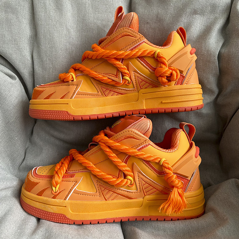 Ddmysports Crowdsourced Design Dirty Orange New Autumn And Winter Chic Couple Street Board Female Thick Sole Bread Shoes Male OUTDOOR