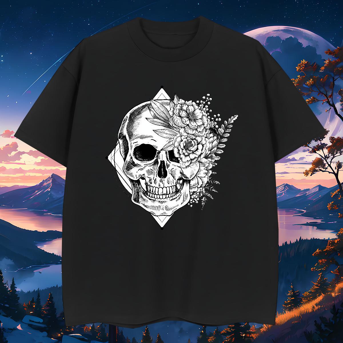 TOP Quality T-Shirts 230g Pure Cotton flower Street Casual Asian Size O Neck Short Sleeves Mens Tshirts Designer Fashion Tees