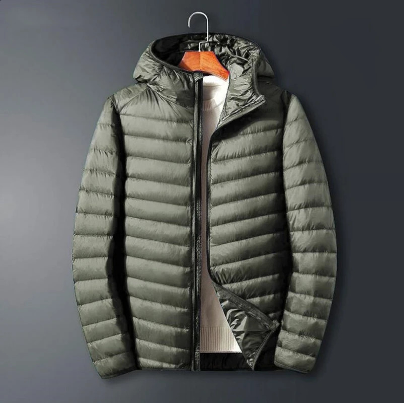 S6XL mens duck down jacket ultra light spring hooded portable waterproof and windproof 240822