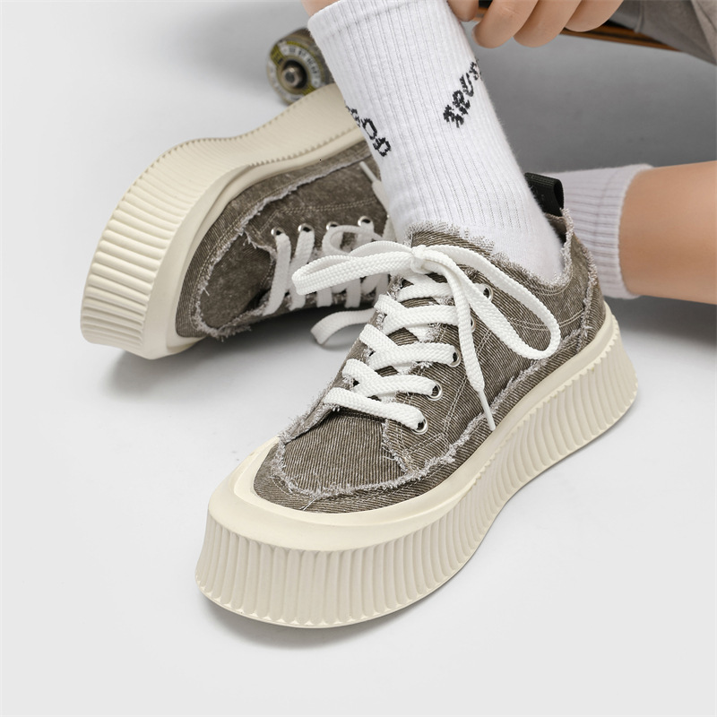 Ddmysports Men S Spring Summer New Fashion Low Top Canvas Breathable Lightweight Thick Sole Sports And Casual Board Shoes OUTDOOR